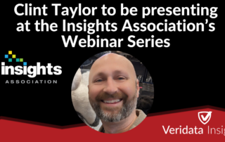 Veridata Insights CTO Clint Taylor will be presenting at the Insights Association’s webinar on Using Synthetic Data for Market Research