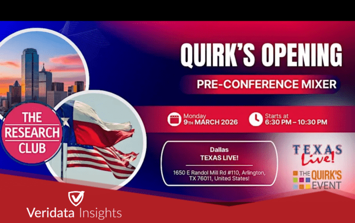 Veridata Insights Attending Quirk's Pre-Conference Mixer in Dallas