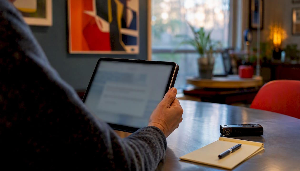 Tablet held during cognitive interview testing