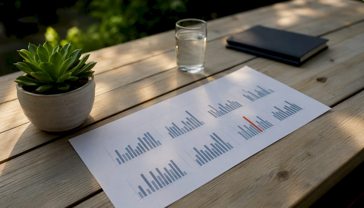 Small multiple bar charts highlighting outlier