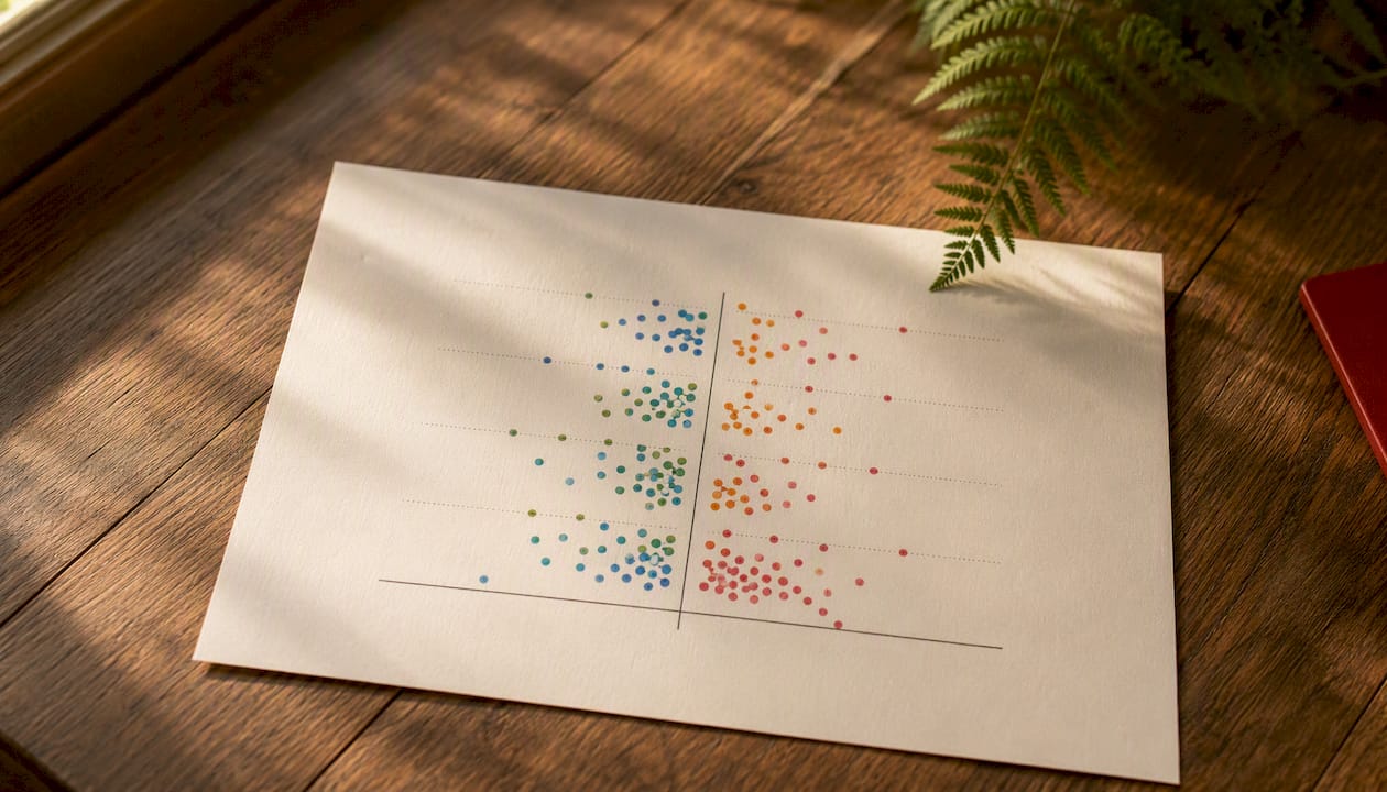 Diverging dot plot on office desk